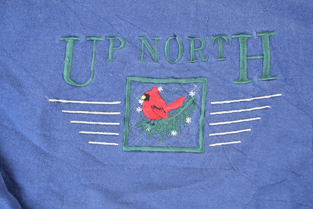 Vintage 1990s Up North Souvenir Cardinal Bird Crewneck Sweatshirt Made In USA