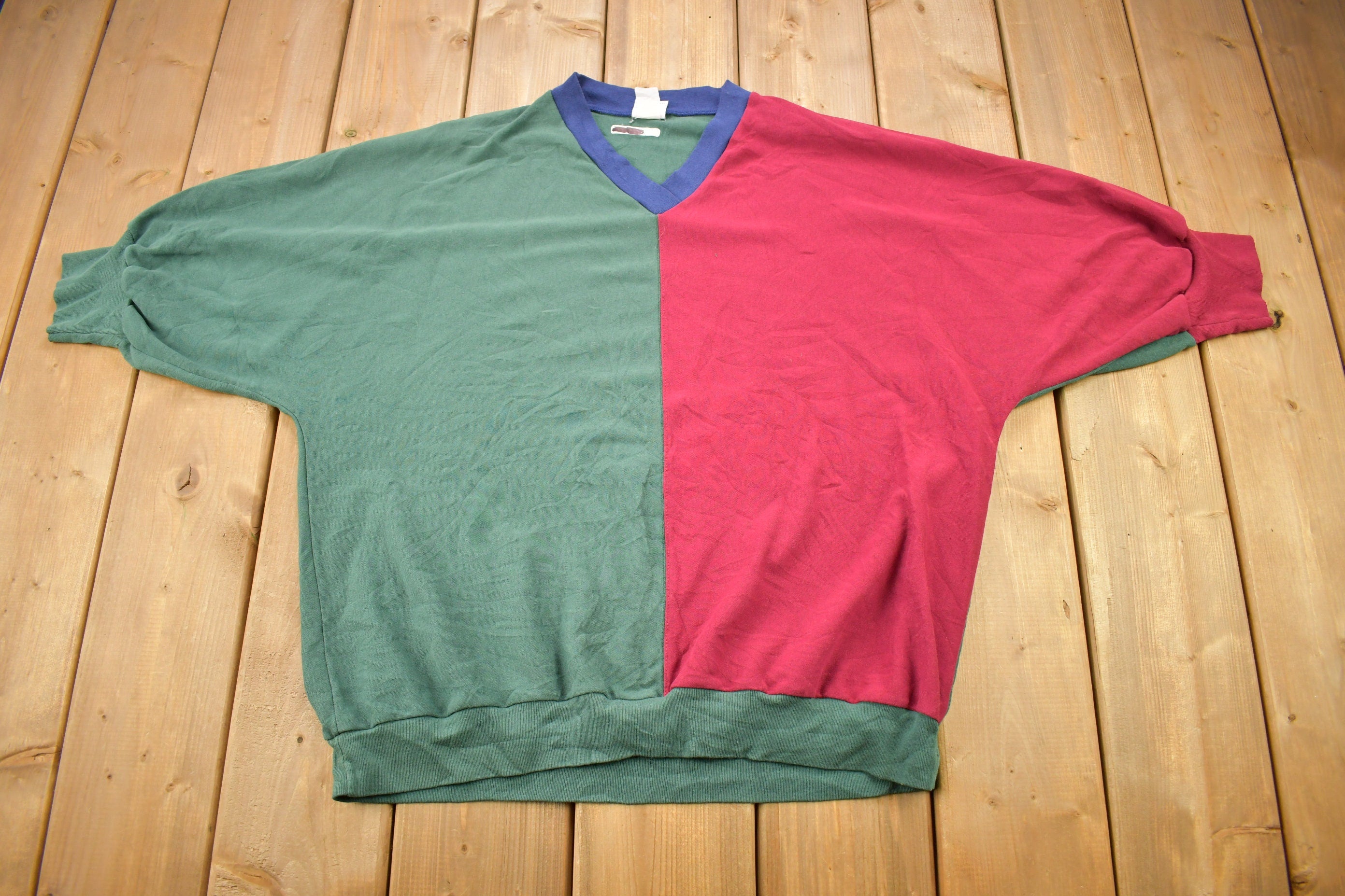 Vintage 1990s Split Color Block Blank Sweatshirt