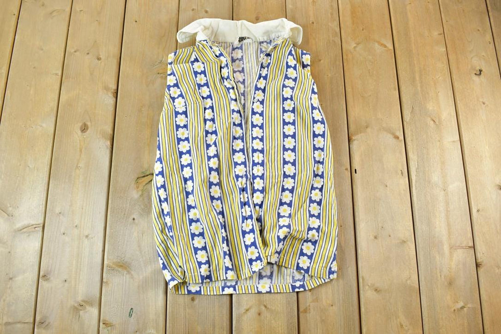 Vintage 1960s Scooter Set Yellow Flower Power Button Up Shirt  Vintage Flannel  Plaid Button Up  Cowboy Shirt  Preppy Button Up