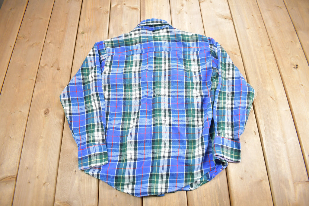 Vintage 1990s Mens Store Plaid Flannel Button Up Shirt