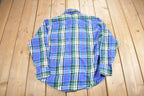 Vintage 1990s Mens Store Plaid Flannel Button Up Shirt