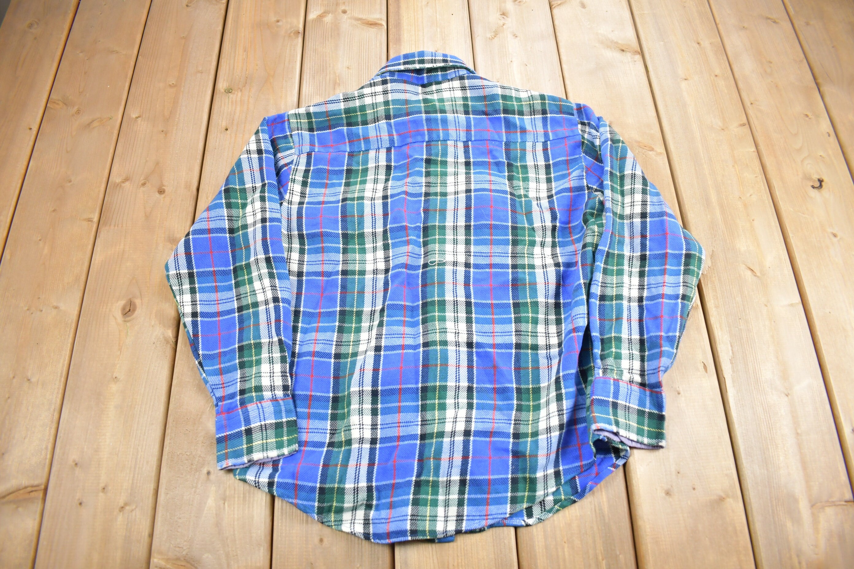 Vintage 1990s Mens Store Plaid Flannel Button Up Shirt