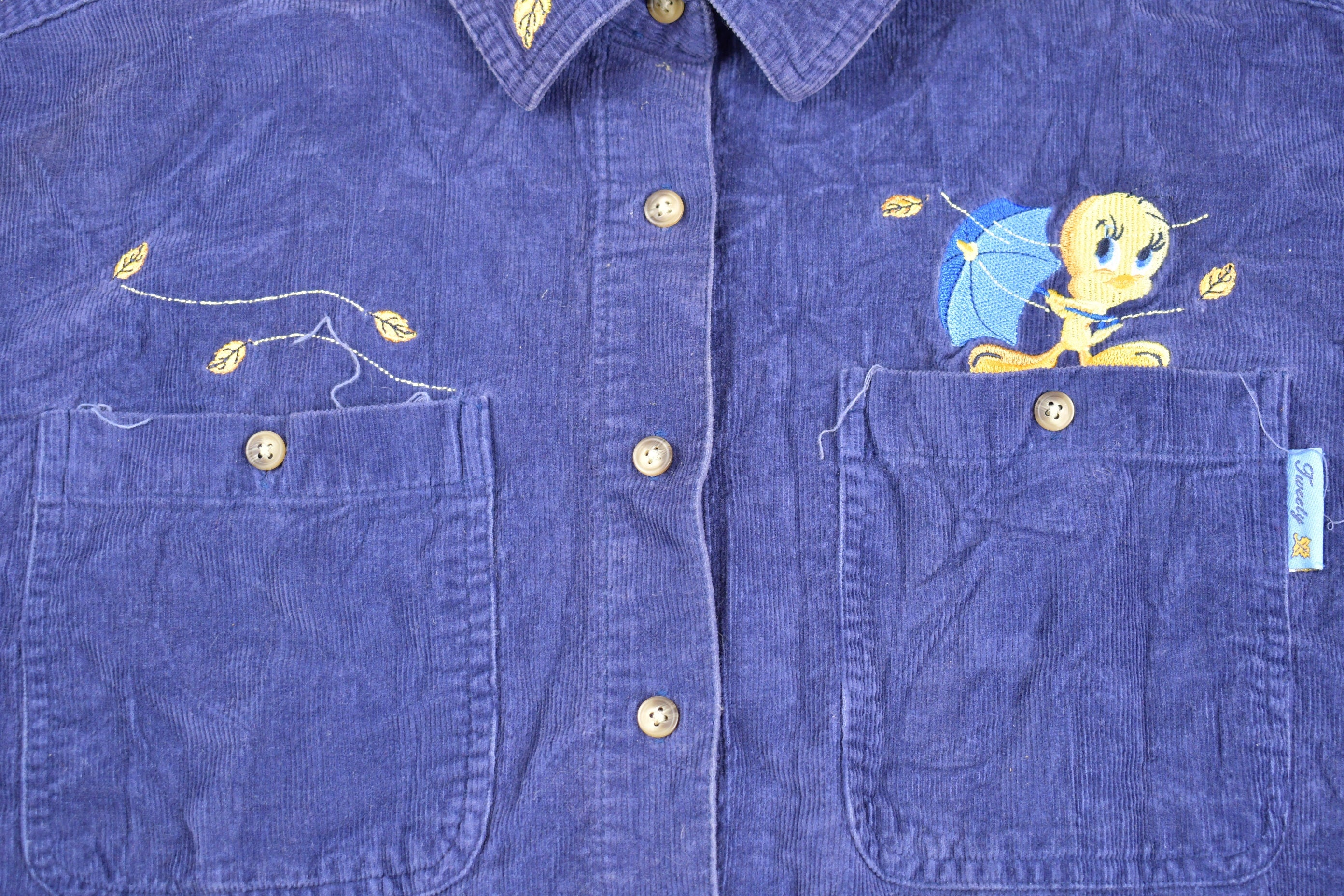 Vintage 1990s Tweety Bird Corduroy Button Up Shirt