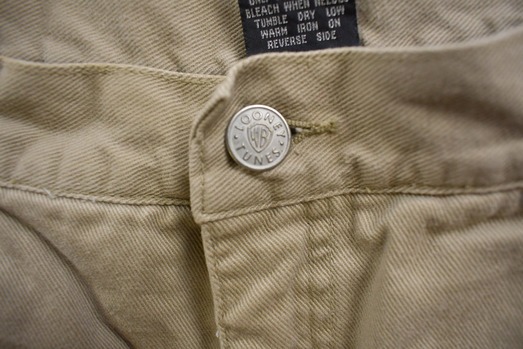Vintage 1990s Looney Tunes Tweety Bird Beige Shorts Size 28