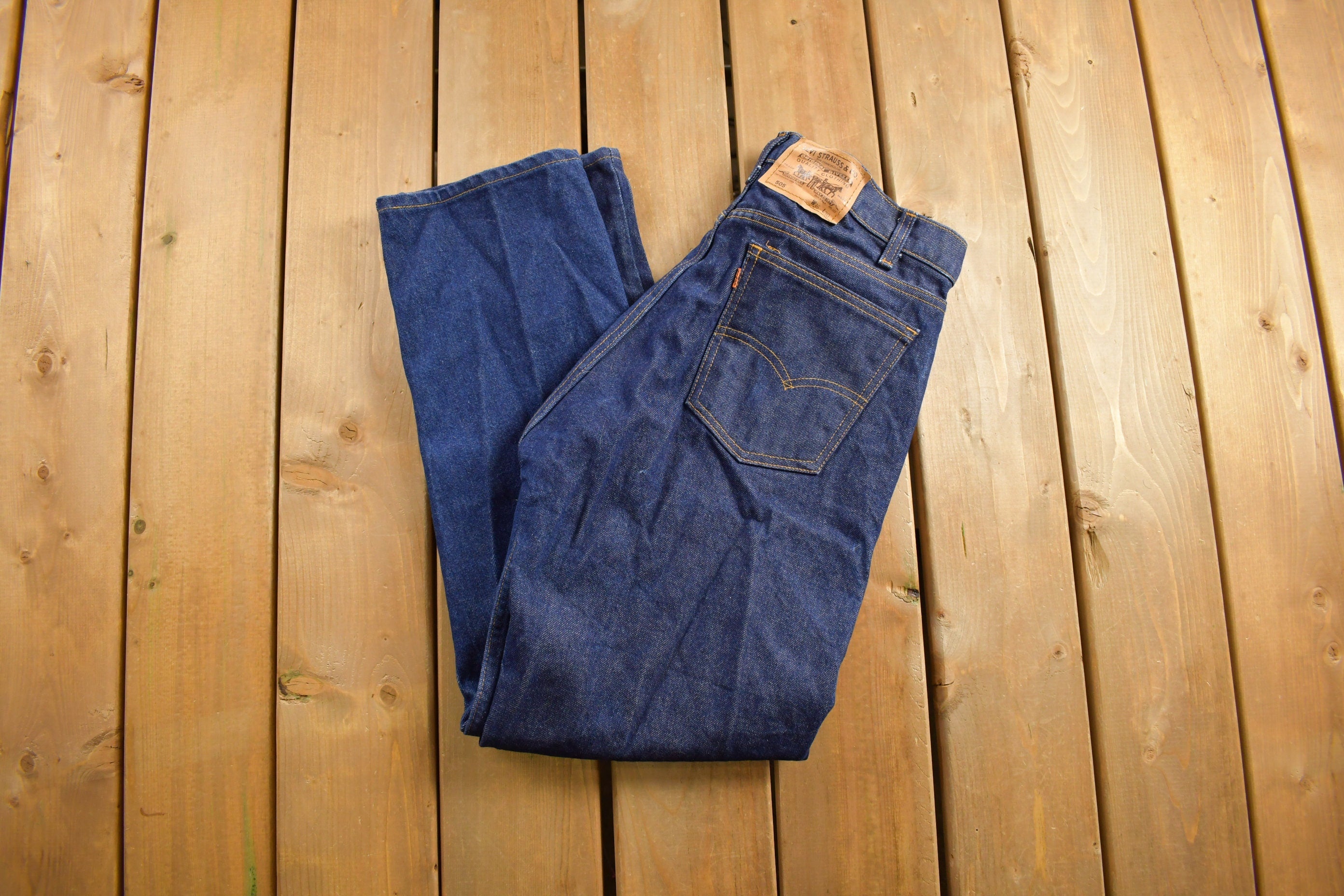 Vintage 1980s Levi's 505 Orange Tab Jeans Size 34 x 31