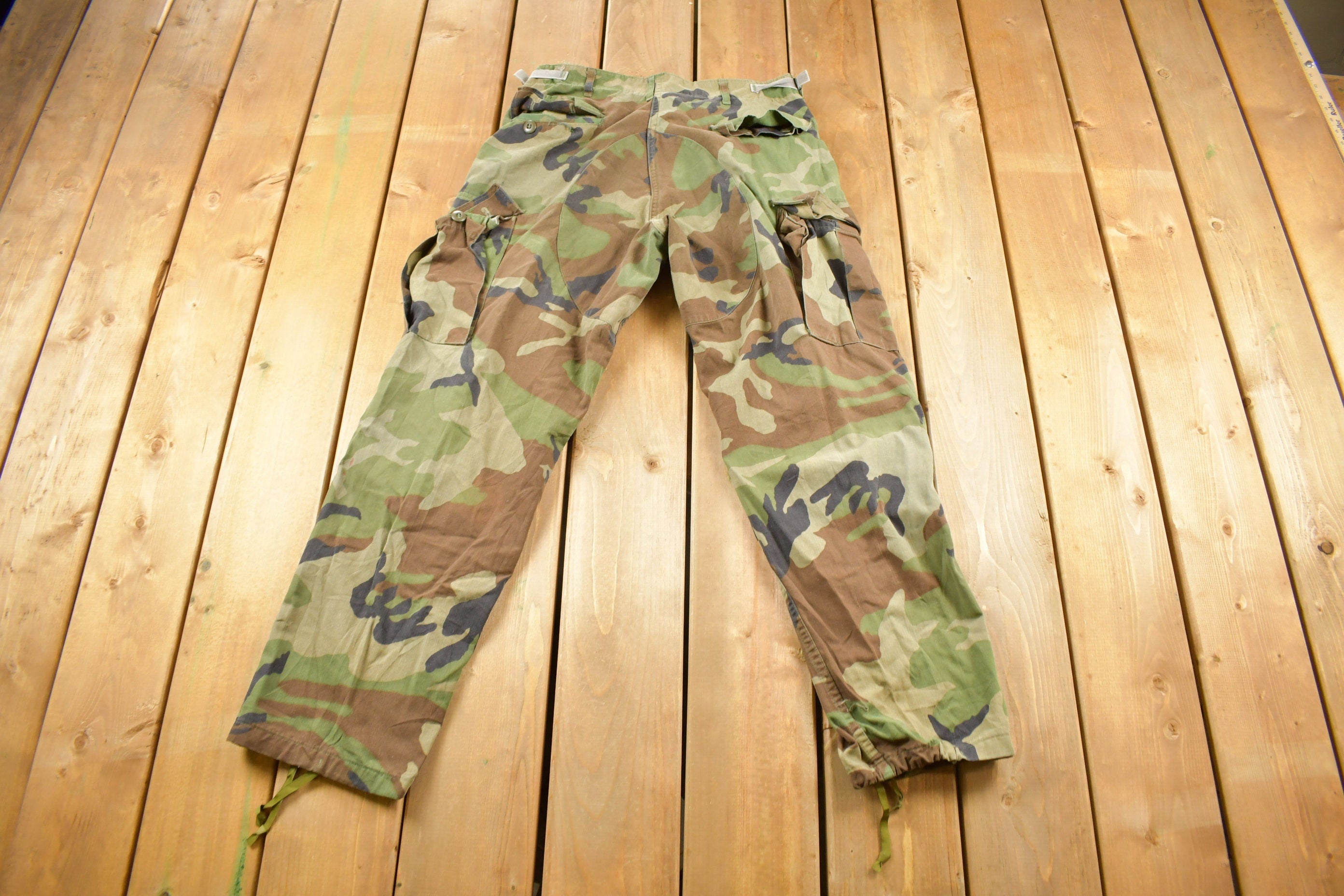 Vintage Army Woodland Camouflage Cargo Pants Size 34 x 29