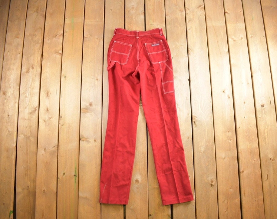 Vintage 1980s Chemin De Fer Red Pants Size 26x32