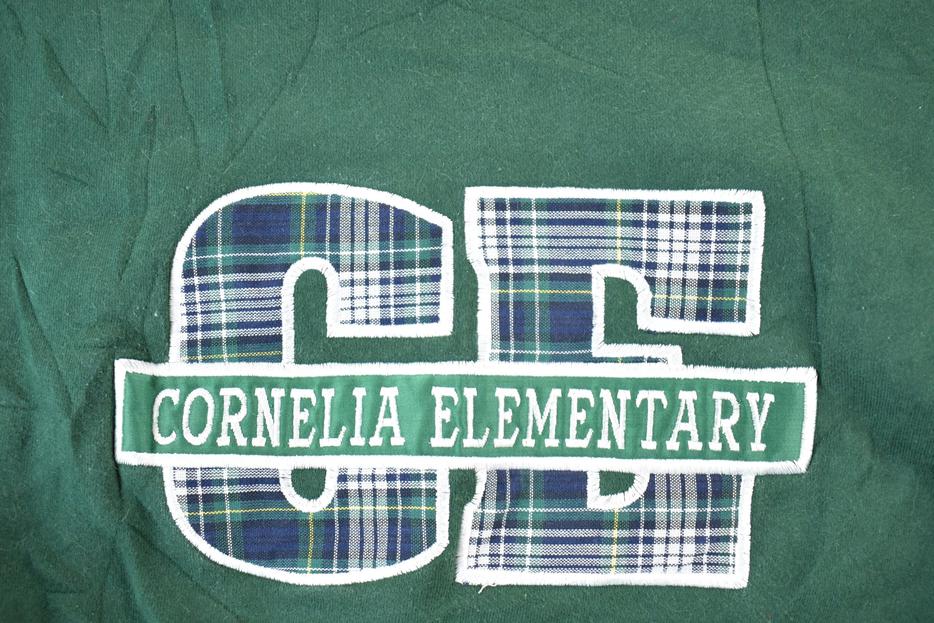 Vintage 1990s Cornelia Elementary Souvenir Plaid Heavyweight Crewneck Sweatshirt