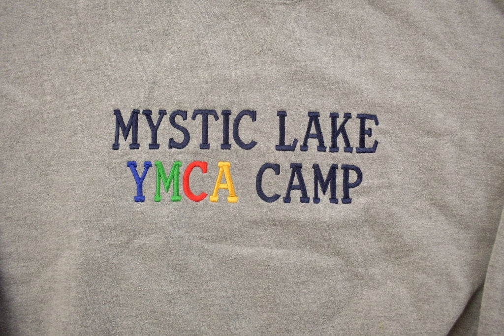 Vintage 1990s Mystic Lake YMCA Camp Russell Crewneck Sweatshirt / 90s Crewneck / Made In USA / Streetwear / Embroidered