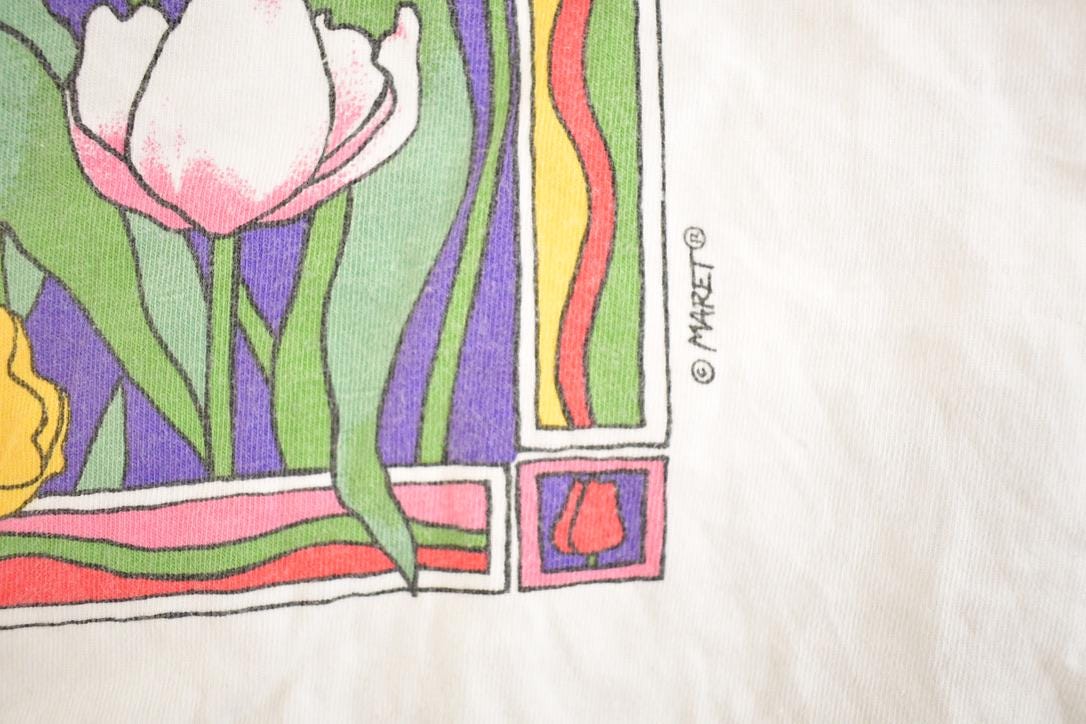 Vintage 1990's Maret Floral Souvenir Travel T-Shirt Women's M / 90s Single Stitch Graphic Destination Tee / Made in USA