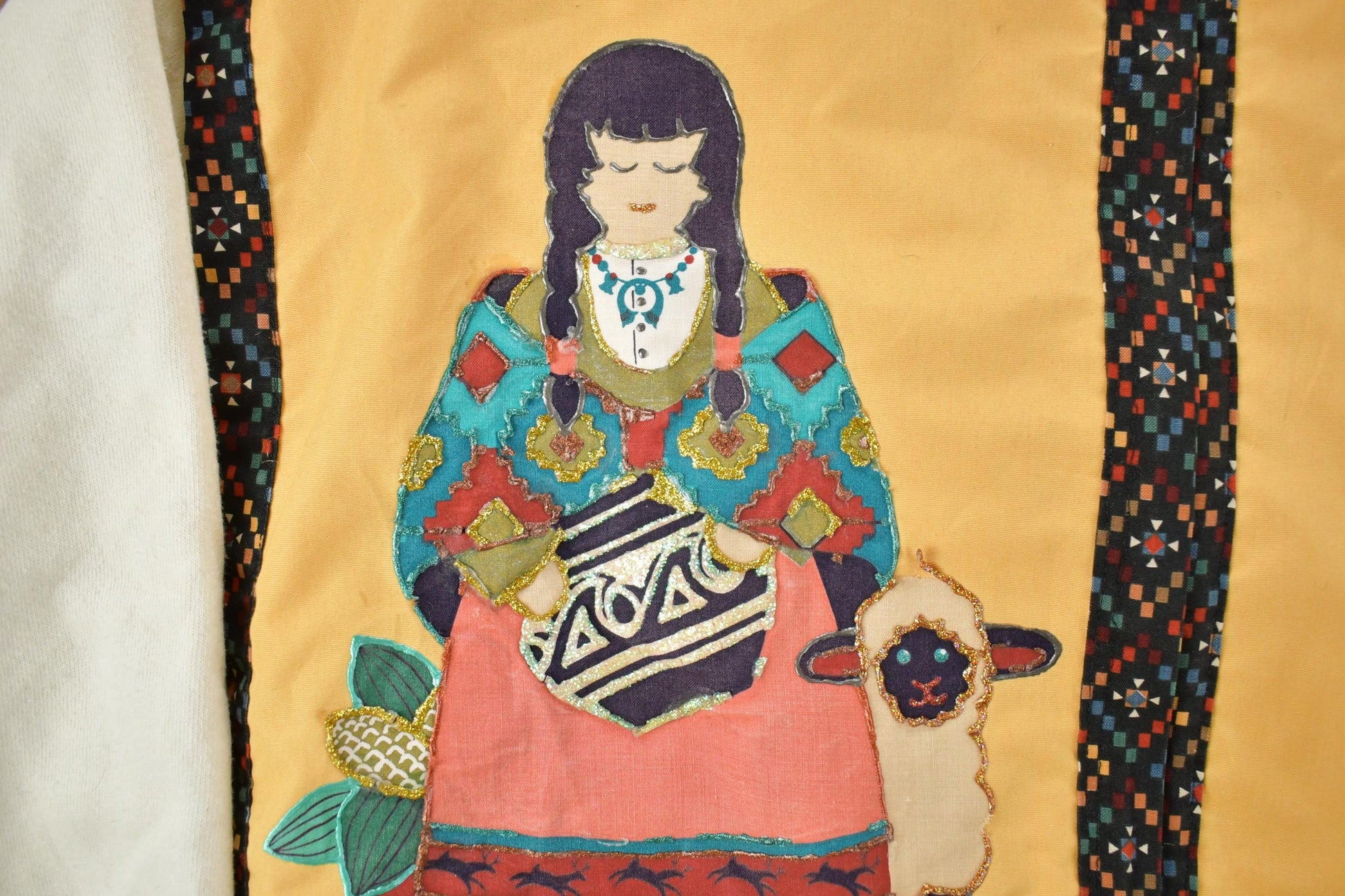 Vintage 1990s Aztec Sheep Button Up Crewneck / Souvenir / Vintage Sweatshirt / Outdoorsman / Wilderness Sweatshirt / Made In USA