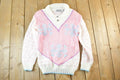 Vintage 1980s Avocado Knit Abstract Pattern Crewneck Sweater Womens S