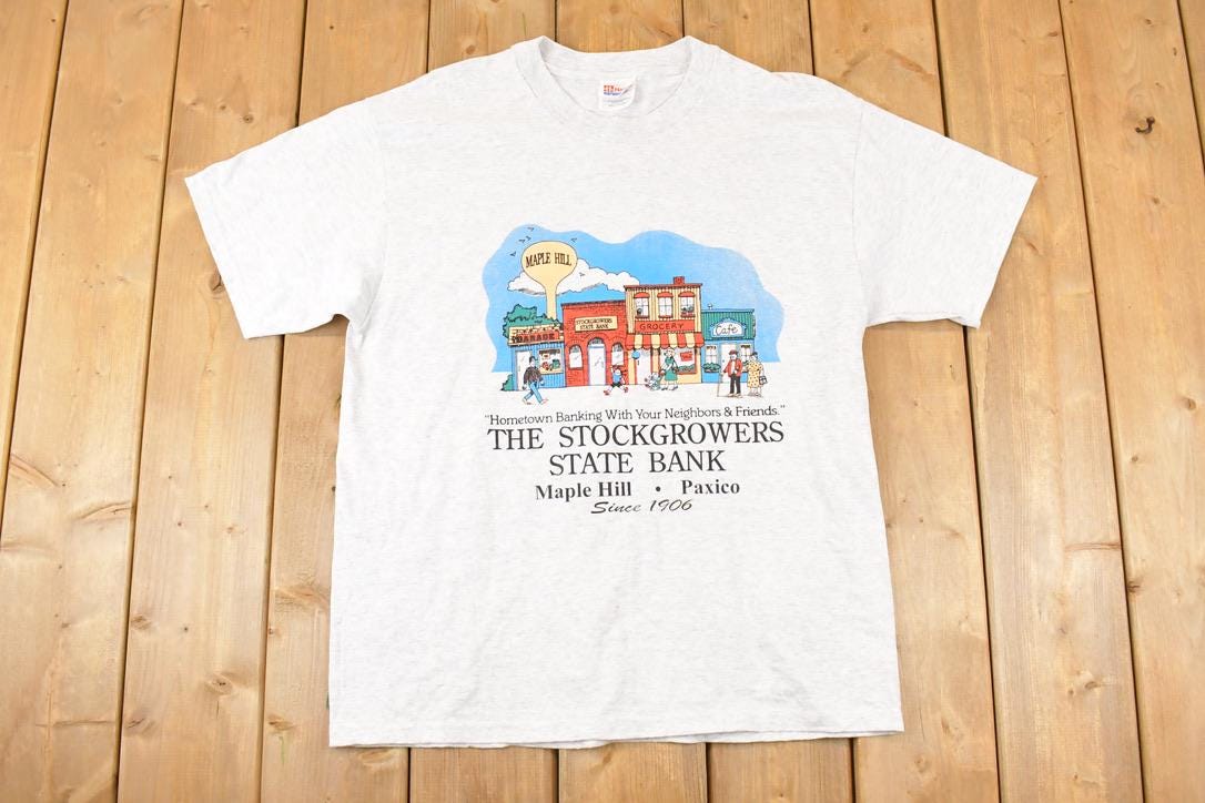 Vintage 1990s Stockgrowers State Bank Souvenir Travel T-Shirt Men's M