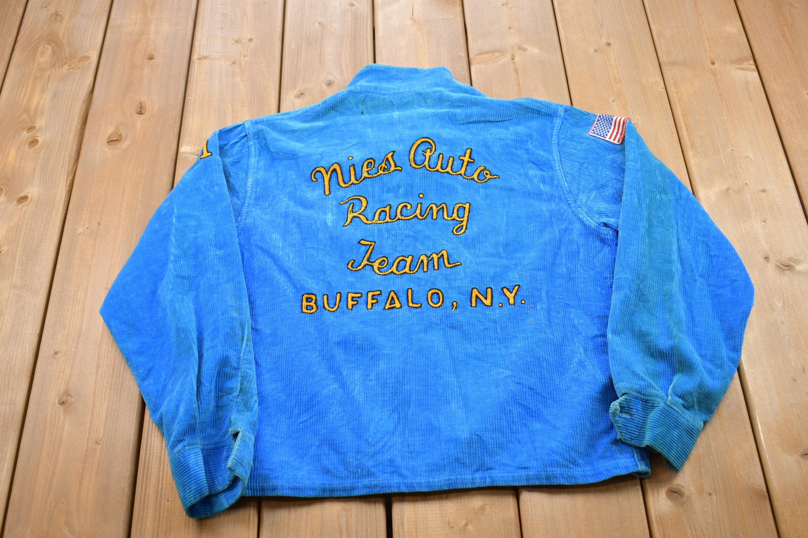 Vintage 1950s Nies Auto Racing Team Corduroy Café Racer Jacket