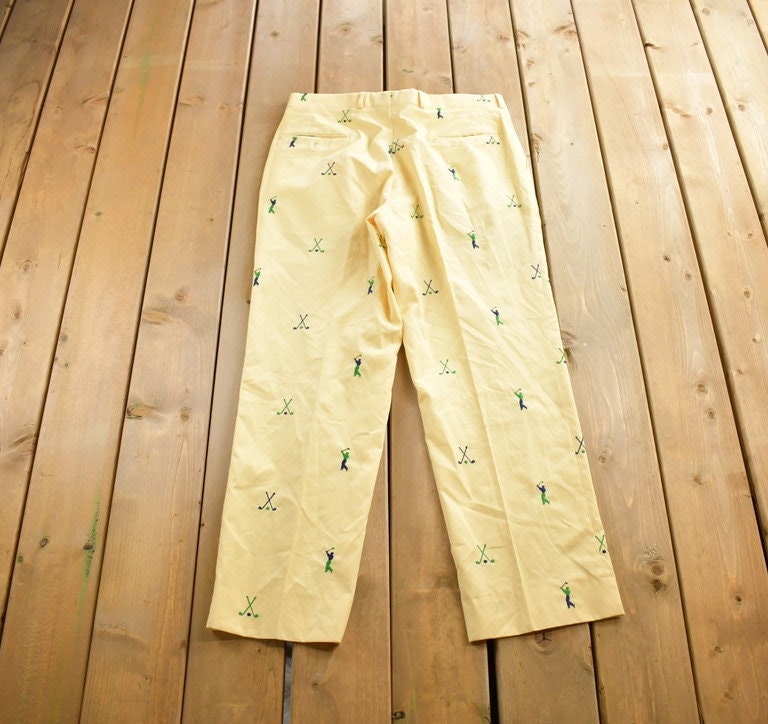 Vintage 1980s Wedge Wood Embroidered Golf Trousers Size 32x30