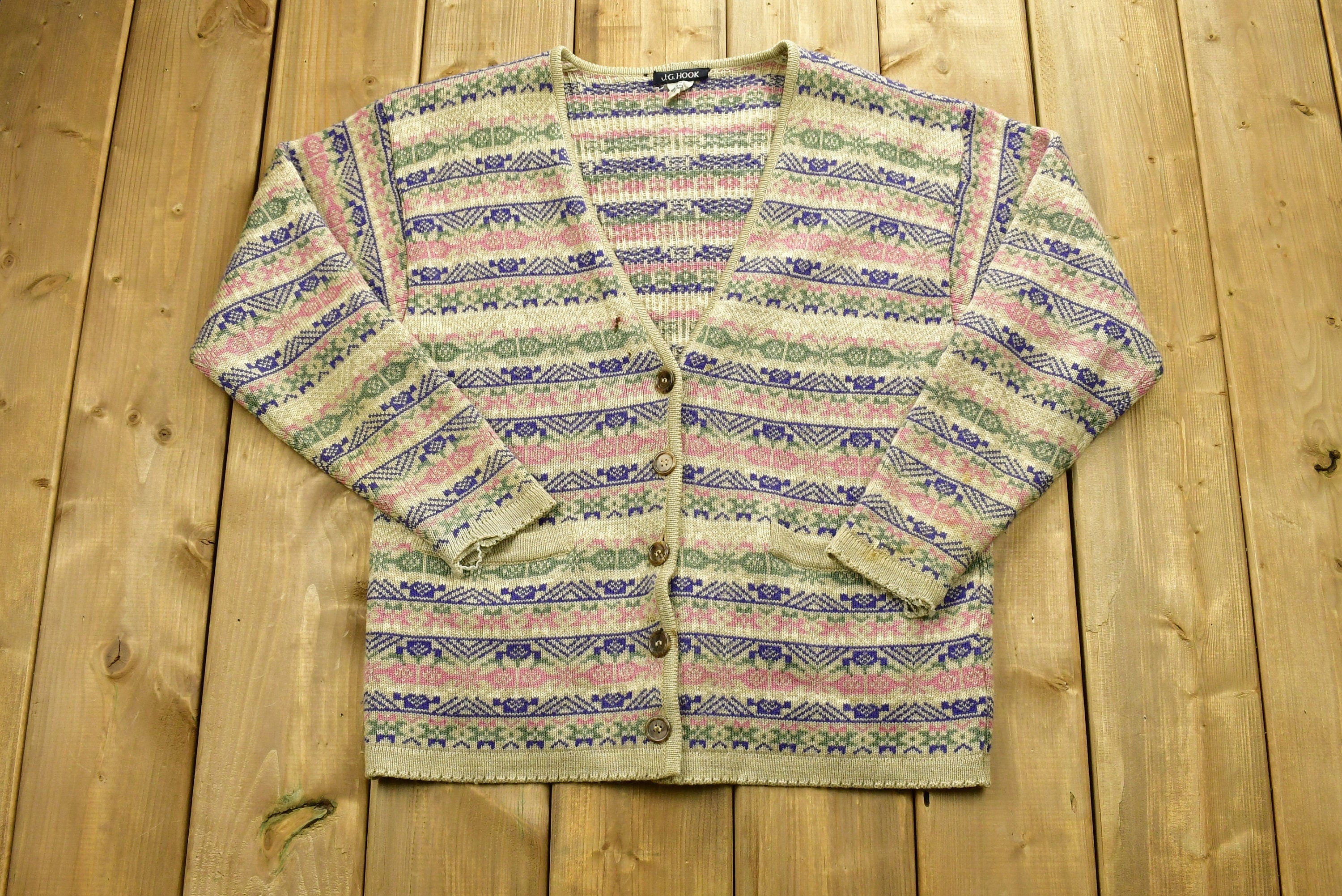 Vintage 90's Colorful Knitted Cardigan Sweater