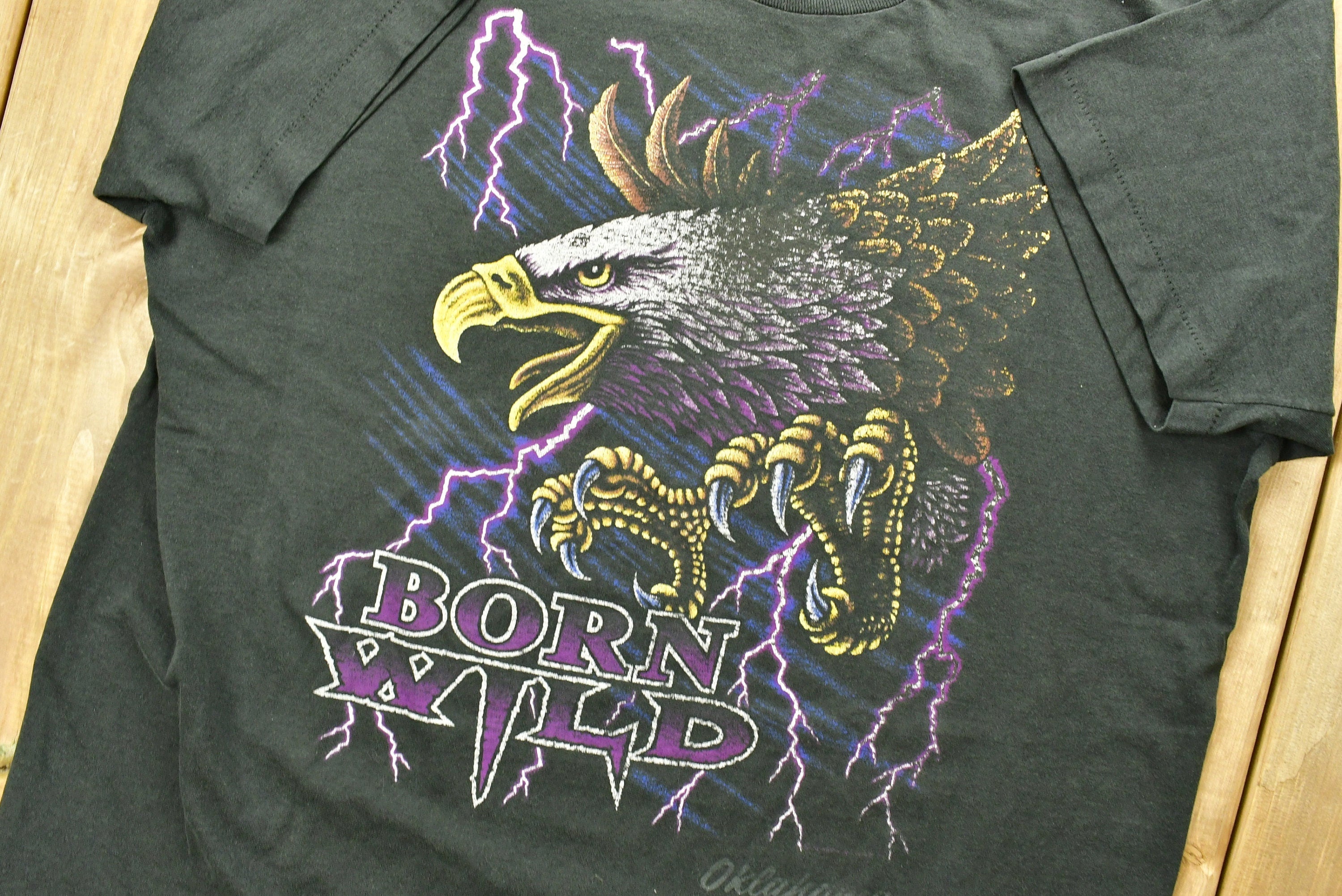 Vintage 90's American Thunder & Lightning Born Wild Eagle T-Shirt