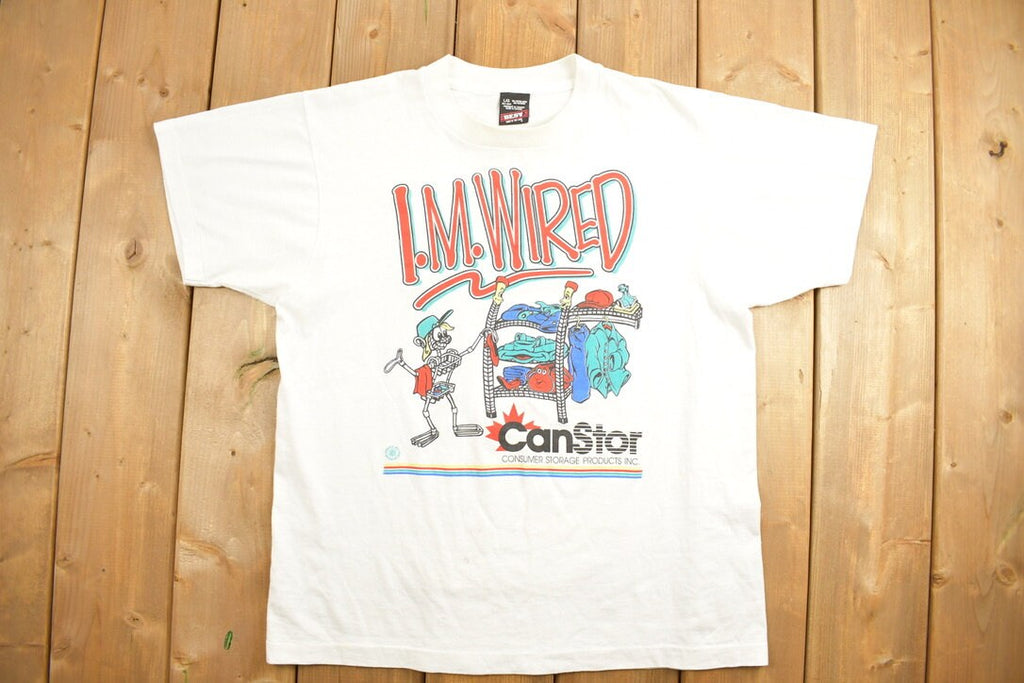 Vintage 1990s CanStor "I.M. Wired" Storage Products Graphic T-Shirt