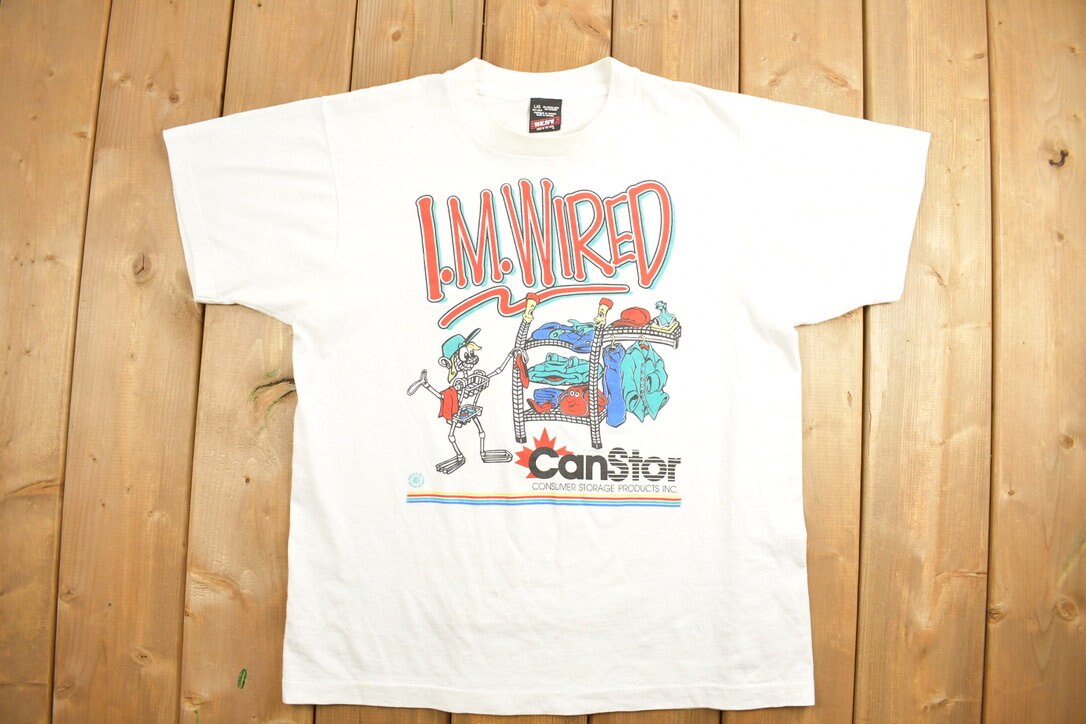 Vintage 1990s CanStor "I.M. Wired" Storage Products Graphic T-Shirt