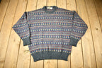 Vintage 1990s Geometric Wool Knitted Crewneck Sweater