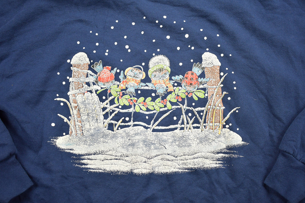 Vintage 1990s Double Collar Christmas Graphic Sweatshirt