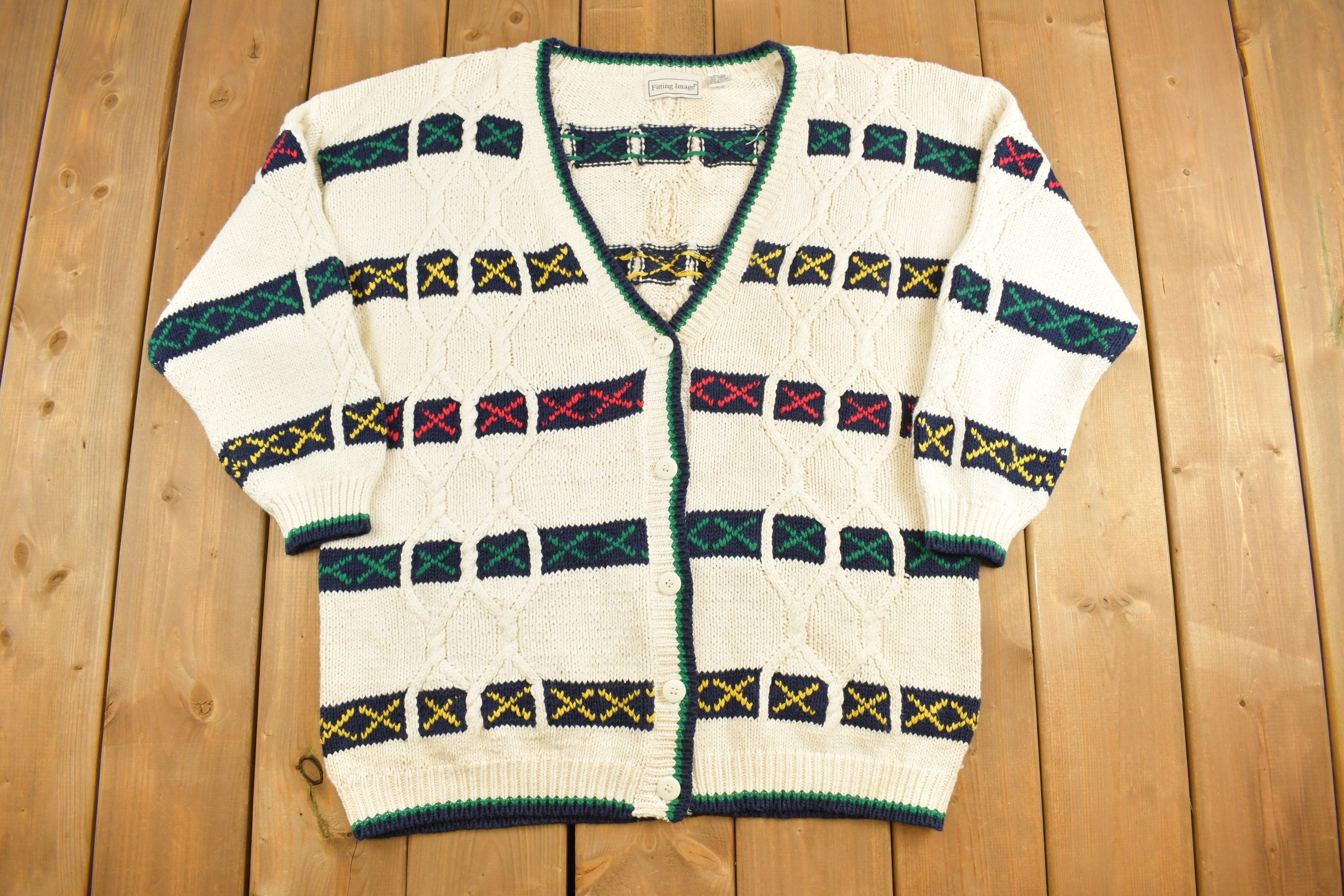 Vintage 1990s Womans Fitting Image Knitted Cardigan Sweater