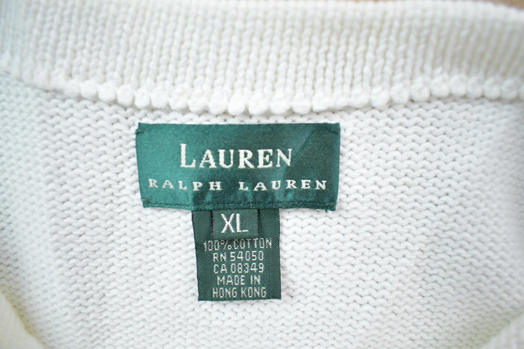 Vintage 1990s Lauren Ralph Lauren Knit Crewneck Sweater / 90s Crewneck / Made In Hong Kong / Nautical Embroidered Ralph Lauren
