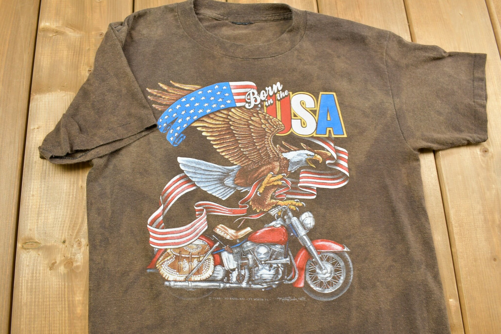 Vintage 1986 Harley Davidson Motorcycles Born in the USA 3D Emblem T-Shirt / 90s Graphic / Biker / Streetwear / Retro / Vintage Tee