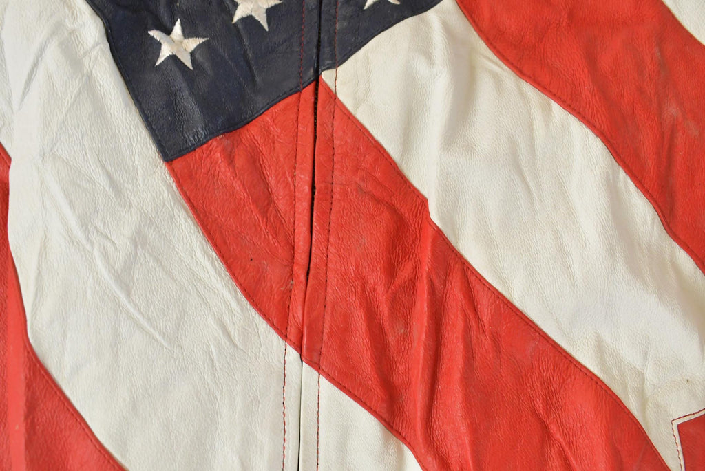 Vintage 1990s Michael Hoban Wheremi American Flag USA Leather Jacket Men's XL