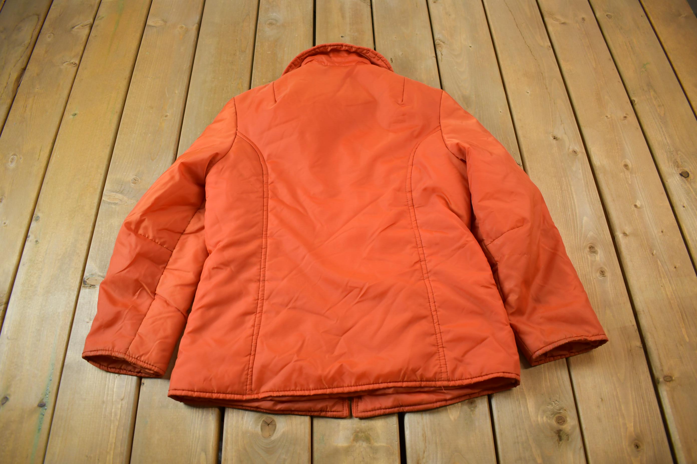 Vintage 1970s Orange Windbreaker Puffer Jacket
