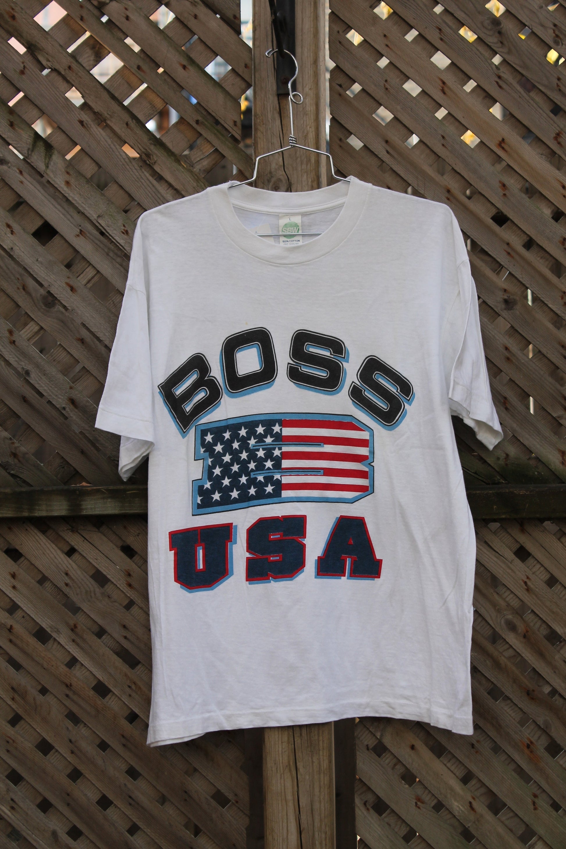 Vintage 1990s Boss USA Graphic T Shirt / American Flag / 80s / 90s / Streetwear Fashion / Patriotic