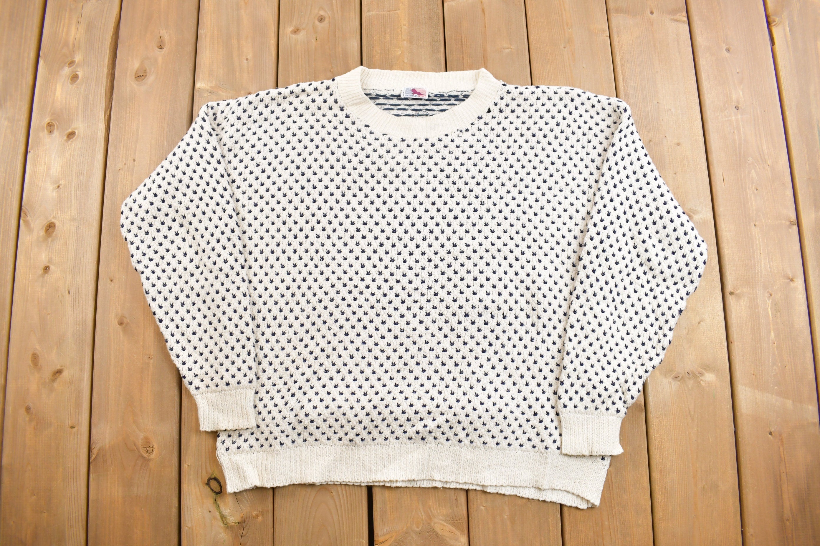 Vintage 1990s Polka Dots Knitted Crewneck Sweater