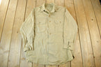 Vintage 1977 Army Military Button Up Shirt Men's Large