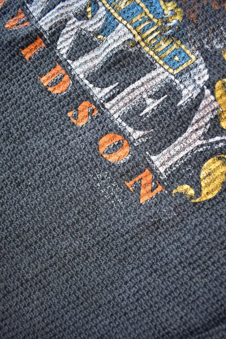 Vintage 1970s Barnett Harley Davidson El Paso Texas Long Sleeve Thermal Shirt