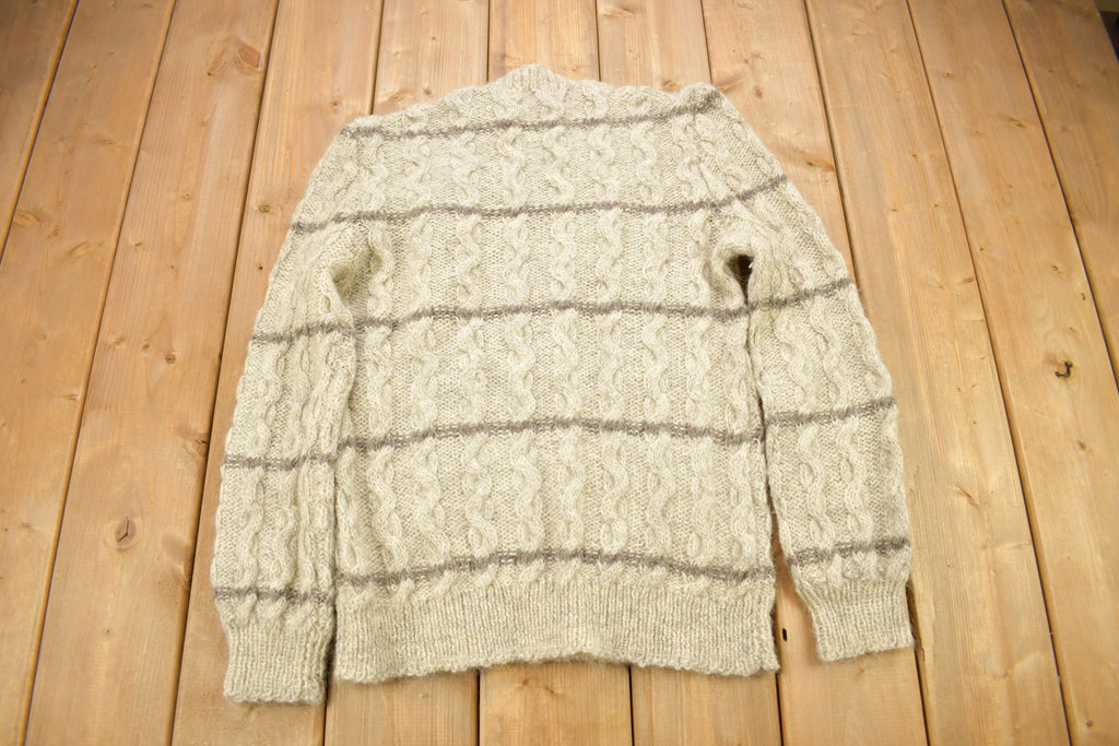 Vintage 1980s 100% Wool Cable Knit Sweater