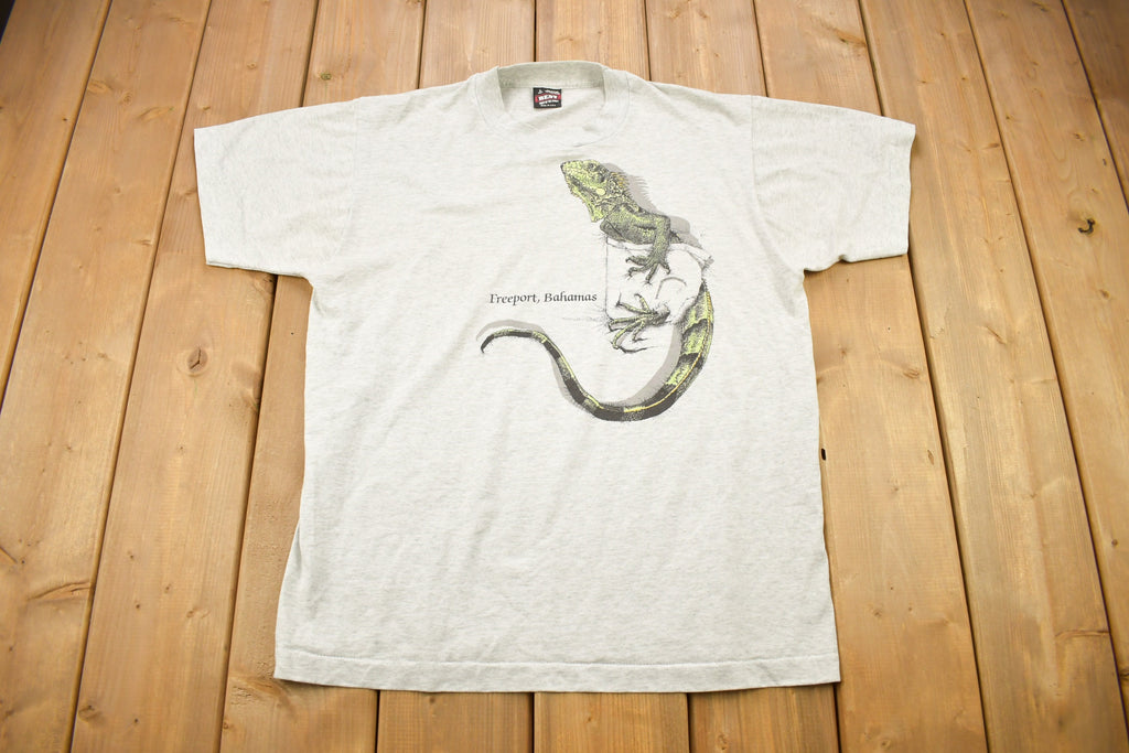 Vintage 1990s Freeport Bahamas Iguana Theme Graphic T-Shirt