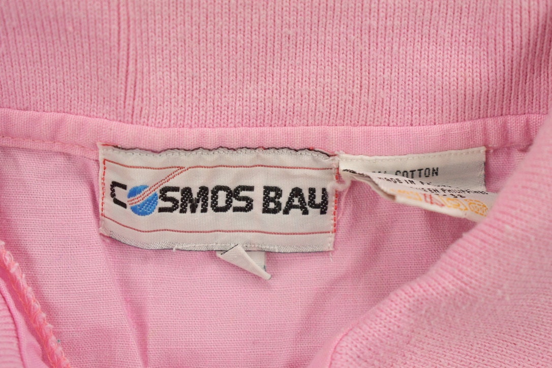 Vintage 1987 Pink "Cest La Vie!" Woman's Graphic Collared Shirt