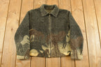 Vintage 1990s Horse Graphic All Over Print Full Zip Fleece Sweater Women's S