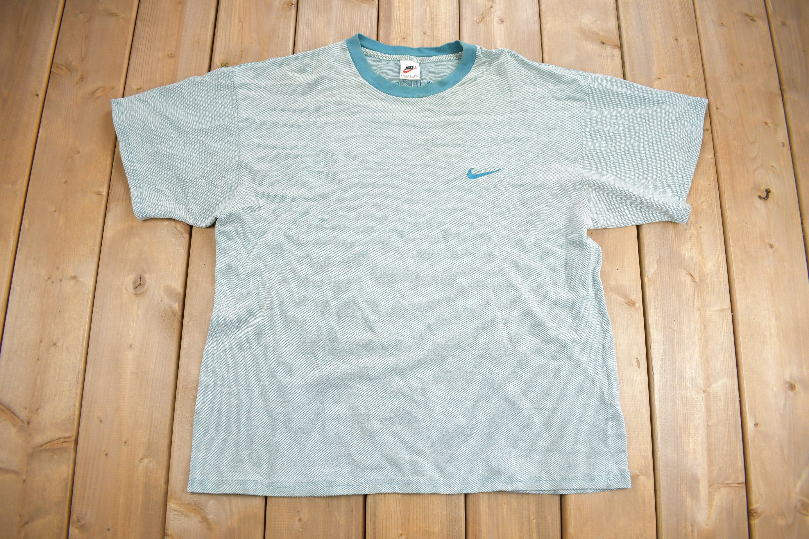 Vintage 1990s Nike Mini Swoosh Heavy Weight Turbo Green T-Shirt