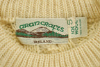 Vintage 1990s Aran Crafts 100% Wool 3D Cable Knit Sweater