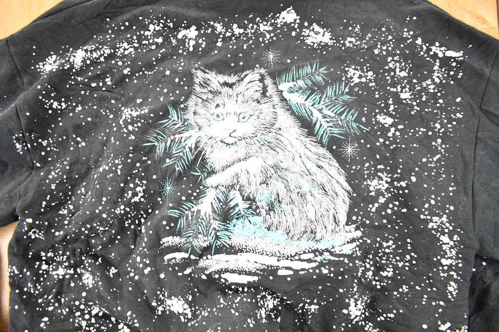 Vintage 1990s Winter Kitten AOP Cardigan Sweatshirt Women's XL
