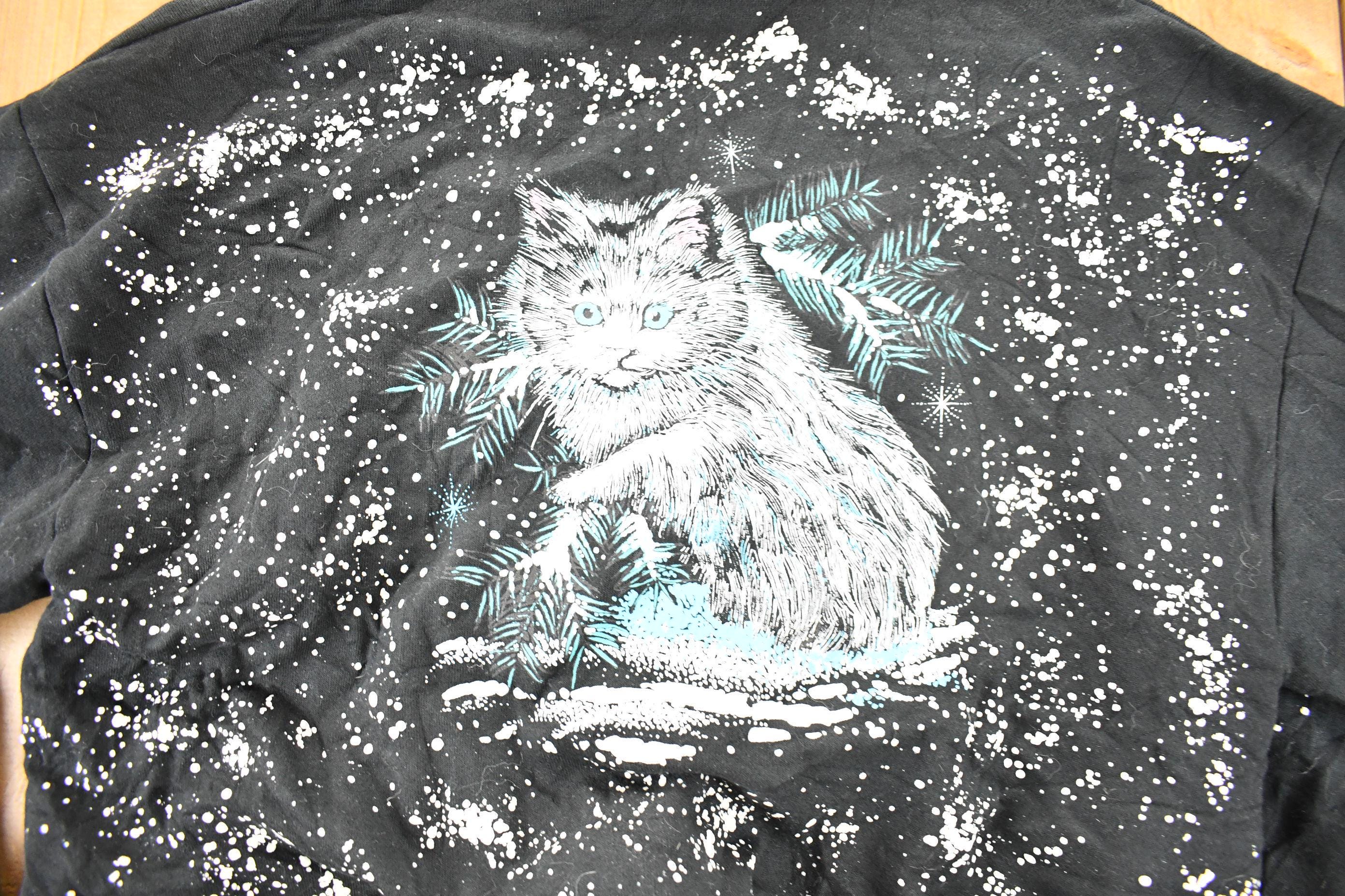 Vintage 1990s Winter Kitten AOP Cardigan Sweatshirt Women's XL