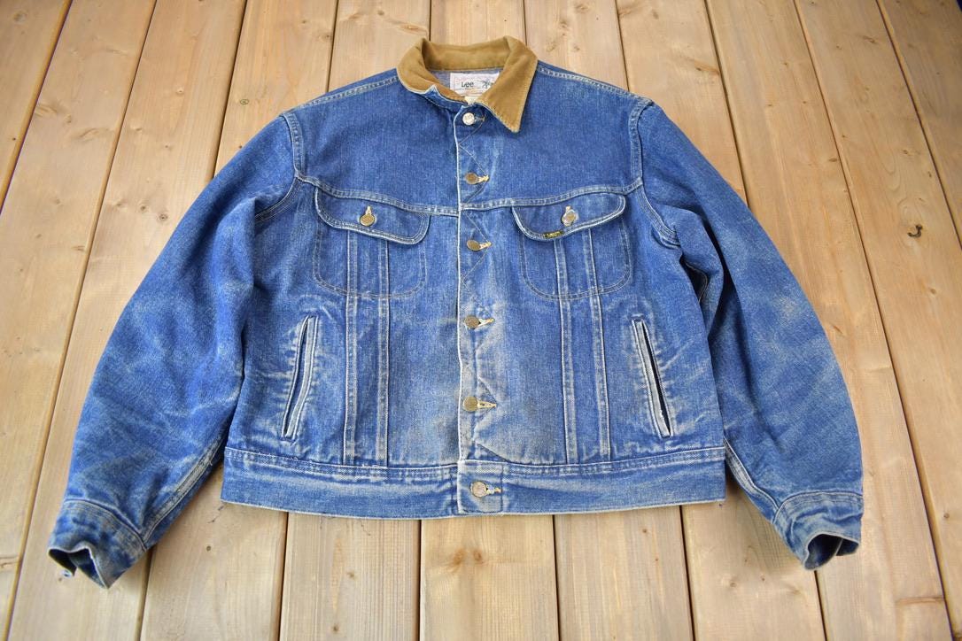 Vintage 1980s Lee Storm Rider Blanket Lined Jean Jacket Size 44R