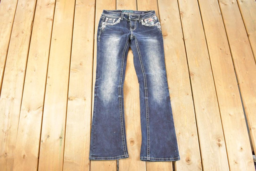 Vintage Deadstock Y2K Grace In LA Bedazzled Bootcut Low Rise Skinny Jeans Women's Size 27 x 29