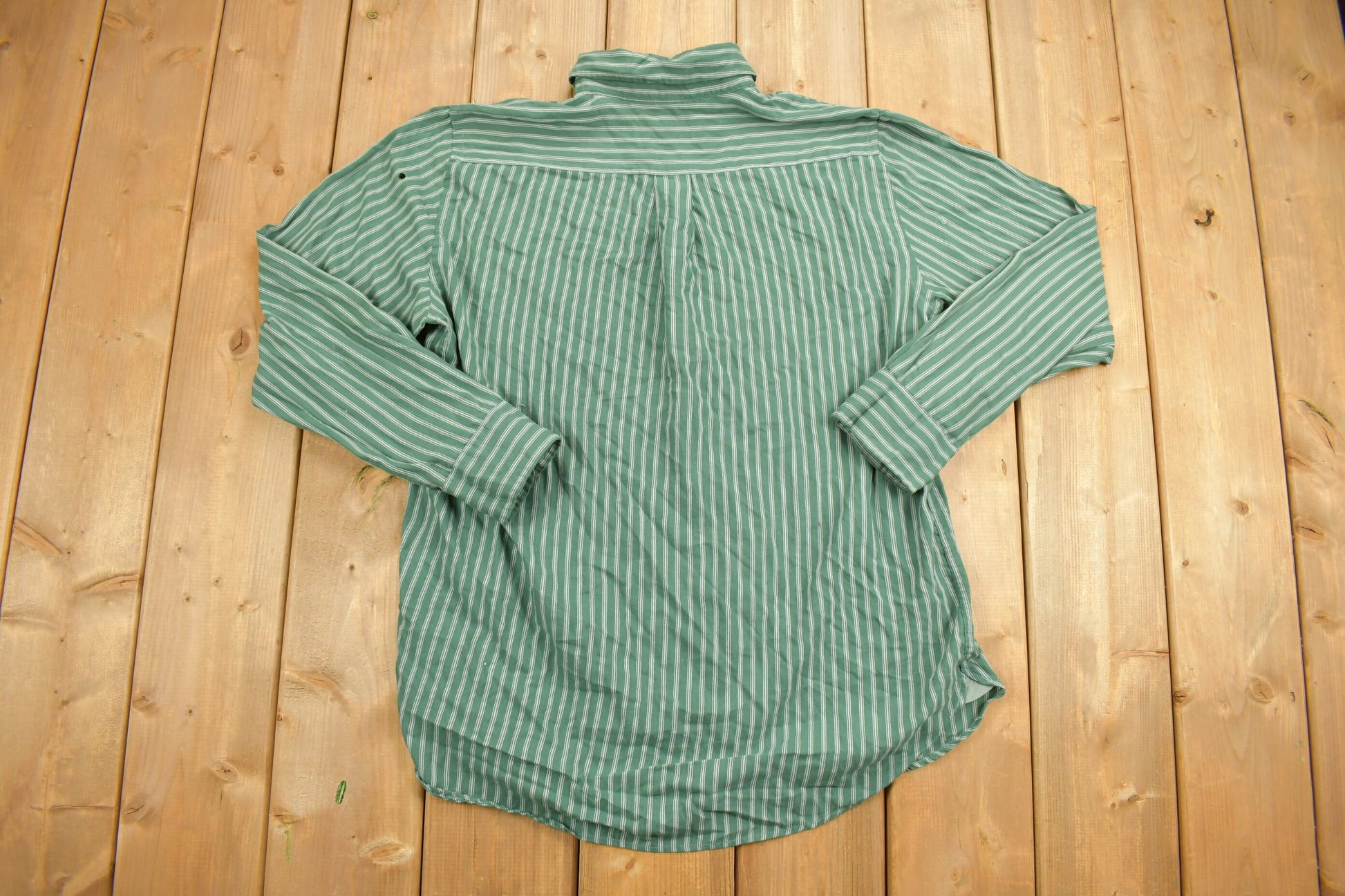 Vintage 1990s Ralph Lauren Chaps Embroidered Striped Button Up Shirt