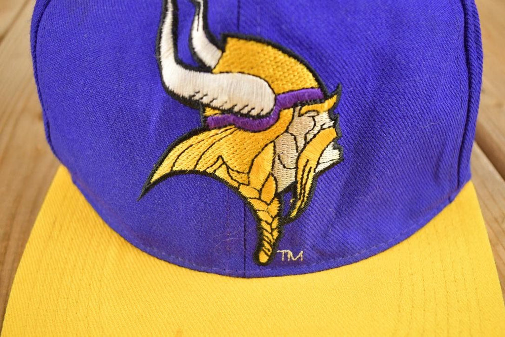 Vintage 1990s Minnesota Vikings Strap Back NFL Hat / 90's Embroidered Football Cap