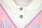 Vintage 1980s Avocado Knit Abstract Pattern Crewneck Sweater Womens S