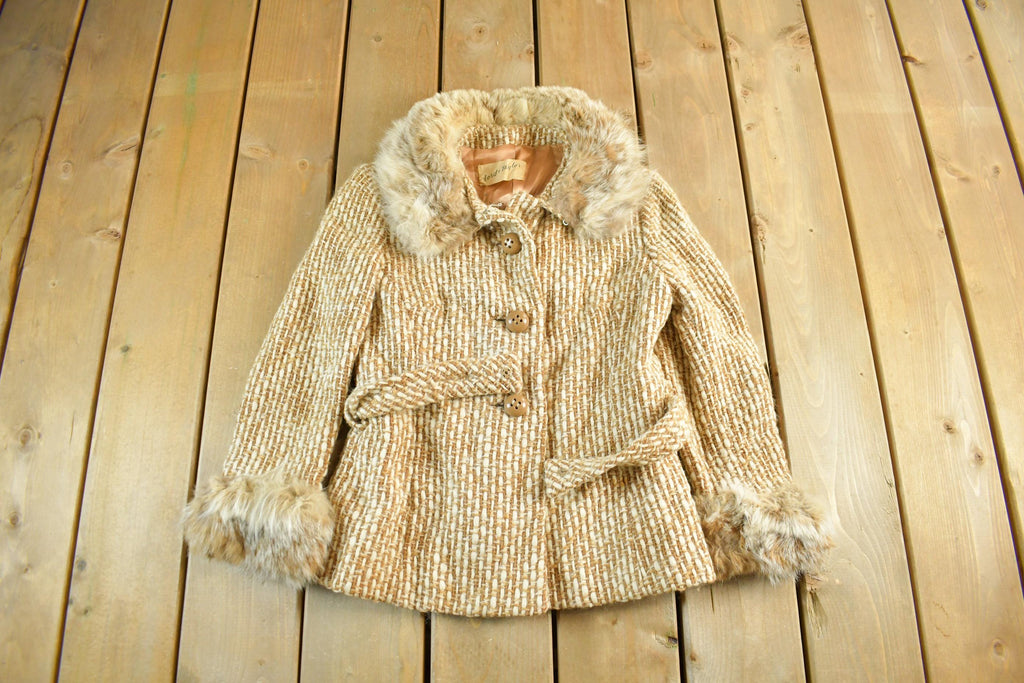 Vintage 1960s Lord Taylor Mink Tweed Fur Peacoat Women's S-M
