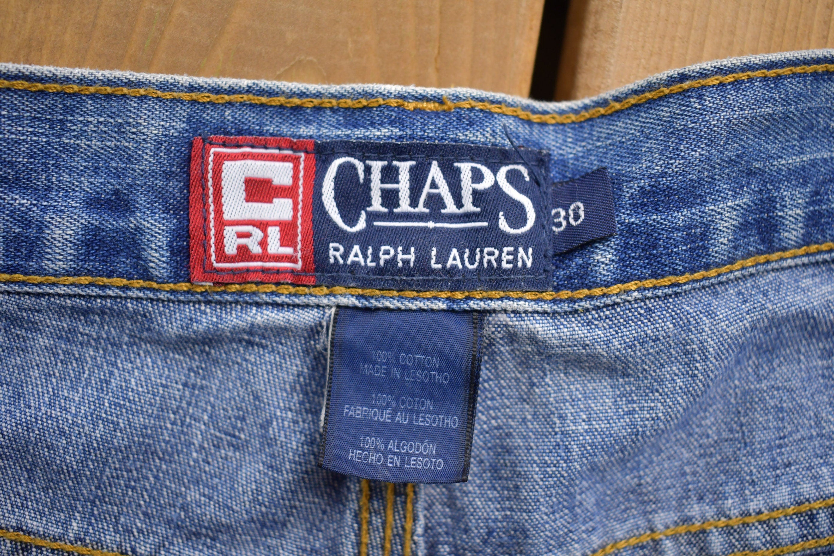 Vintage 1990s Chaps by Ralph Lauren Cargo Jean Shorts Size 30