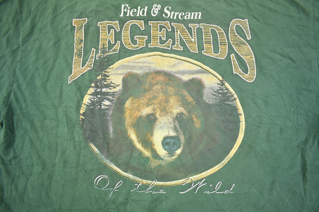 Vintage 1990s Field & Streams Legends Of The Wild Grizzly Bear T Shirt